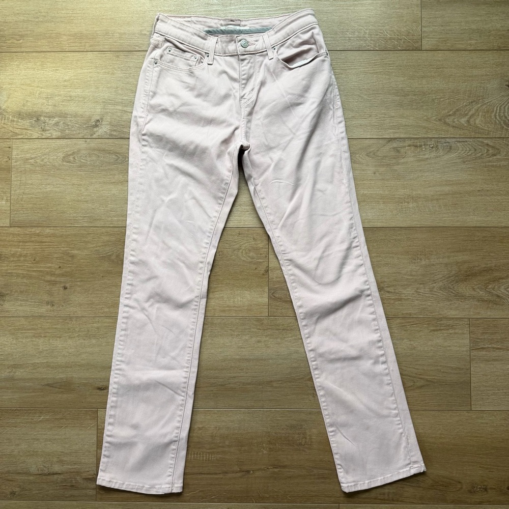 Levi’s 505 Straight Jeans Womens 27 Light Pink Blush Stretch Denim 27.5 X 30